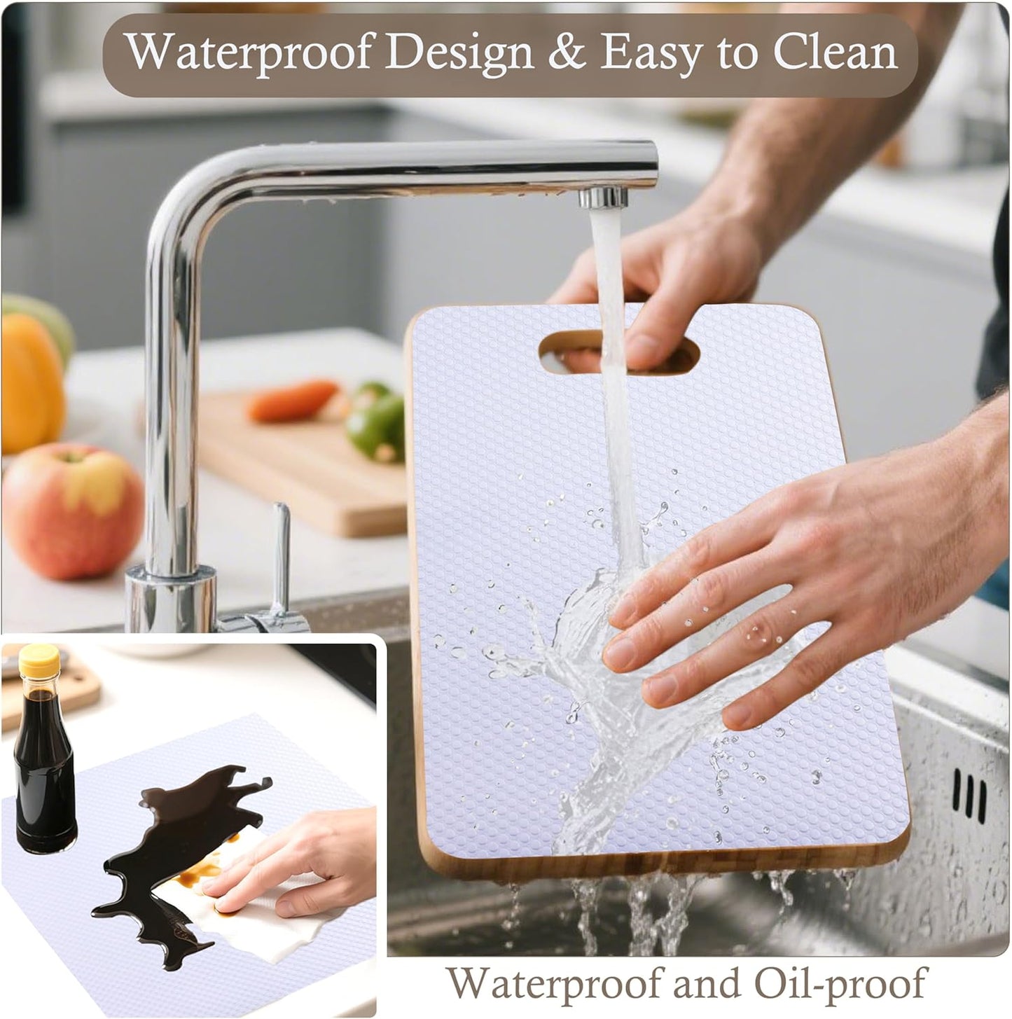 Shelf Liner for Kitchen Cabinet 18 Inch Wide X 20 Ft Non-Slip Drawer Mat Waterproof & Oil-Proof Cabinet Mat for Cupboard Pantry Bedroom Bathroom Garage Non Adhesive Refrigerator Shelf Liner (White)