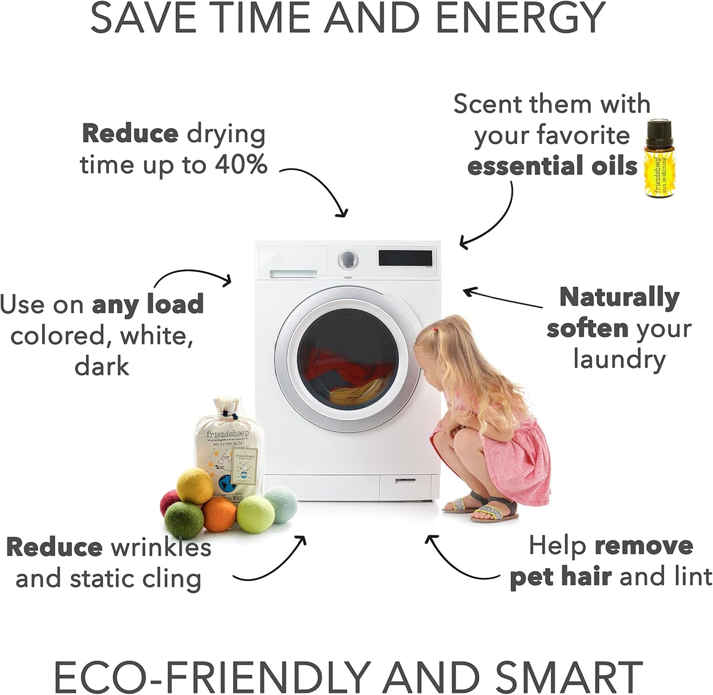 Friendsheep Wool Dryer Balls 6 Pack XL Organic Premium Reusable Cruelty Free Handmade Fair Trade No Lint Fabric Softener - Harvest Moon