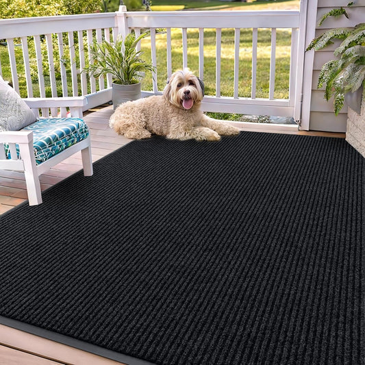 OLANLY Front Door Mat Indoor Outdoor Entrance, Waterproof Heavy Duty Doormat, Fade Resistant, Low Profile, Easy Clean Patio Porch Welcome Floor Mats for Entry, 71x47, Black