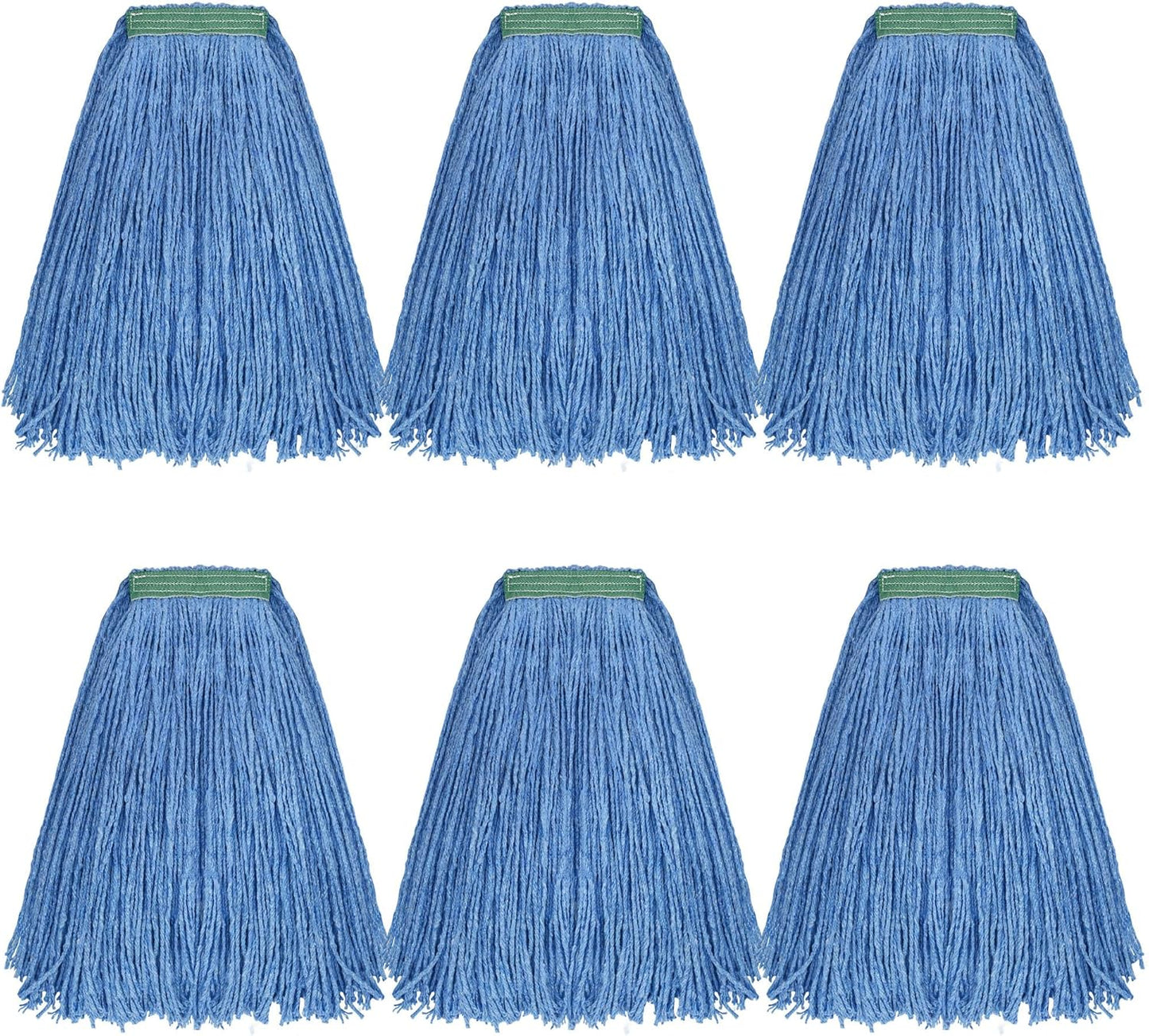 Matthew Cleaning 16oz 6Pack Cotton Floor Mop,Cotton Looped-Open String Heavy Duty String Mop Refills, Universal Headband Blend Mop,Mop Head Replacement for Home, Industrial and Commercial Use(Blue)