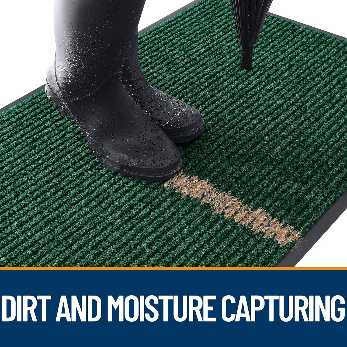 OLANLY Front Door Mat Indoor Outdoor Entrance, Waterproof Heavy Duty Doormat, Fade Resistant, Low Profile, Easy Clean Patio Porch Welcome Floor Mats for Entry, 71x23, Green