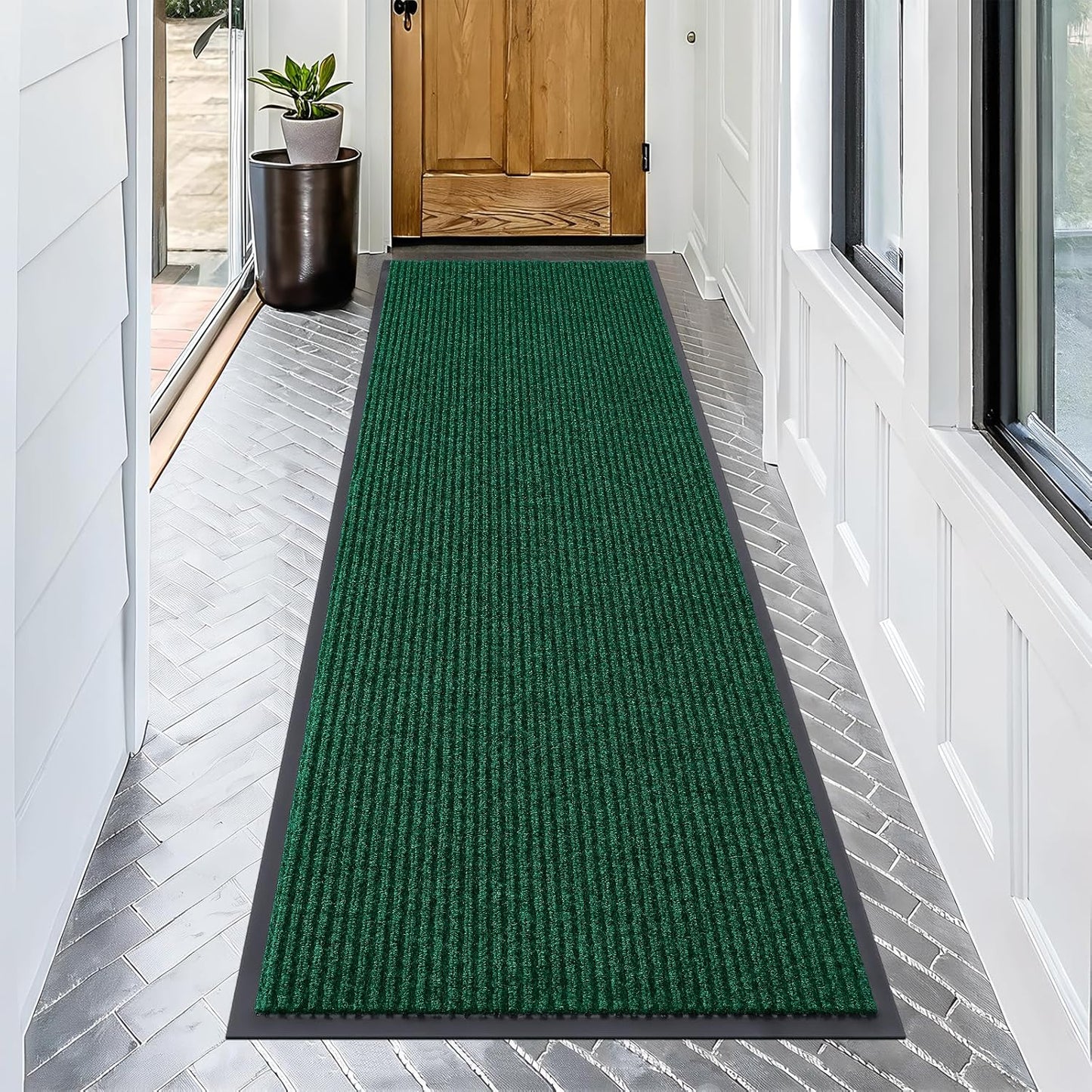 OLANLY Front Door Mat Indoor Outdoor Entrance, Waterproof Heavy Duty Doormat, Fade Resistant, Low Profile, Easy Clean Patio Porch Welcome Floor Mats for Entry, 71x23, Green