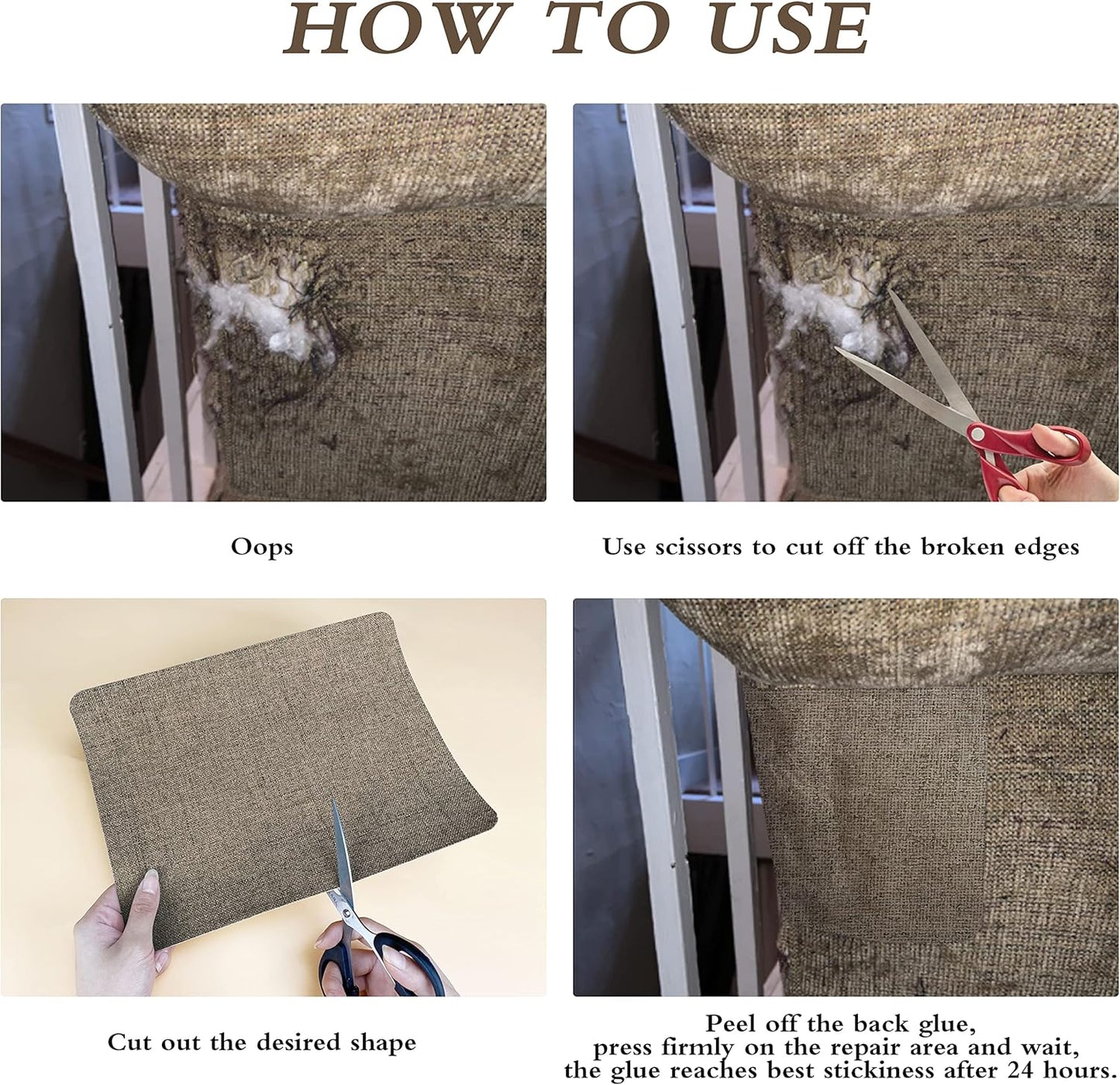 Coarse Linen Repair Patches, Self-Adhesive Linen Fabric Patches, 8X11 inch Extra Size, Multi Color, Can be Used for Linen Sofa Repair and Linen Clothes Repair(8" x 11",Beige 1.0)