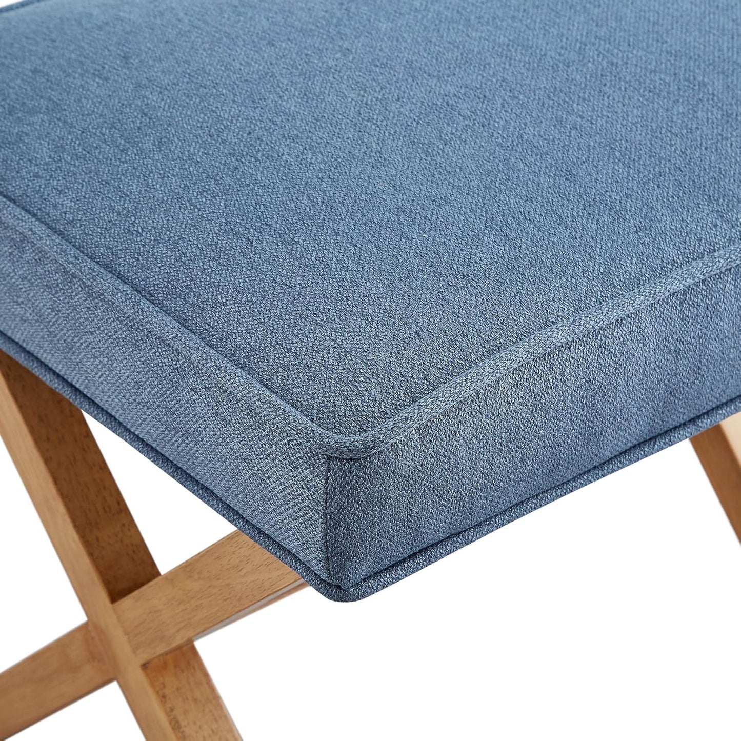 Amazon Basics Small Ottoman Foot Rest, Mid-Century Modern X Square Polyester Foot Stool, Indigo Blue, 20"W x 18"D x 18"H (Previously Rivet Brand)