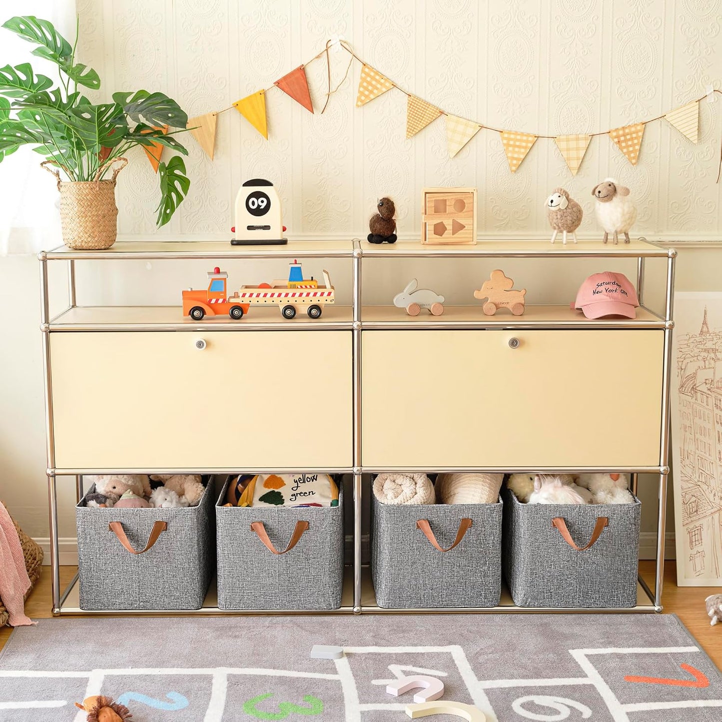 GRANNY SAYS Storage Baskets for Shelves, Closet Organizer Bins, Clothes Storage Bins with Metal Frame, Extra Large Baskets for Organizing and Storage, Collapsible, Gray, 2-Pack