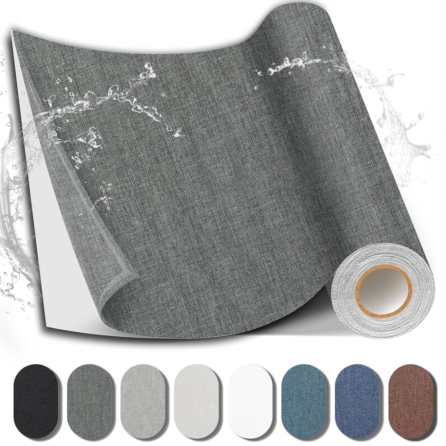 Fabric Repair Patch, Fabric Large Repair Tape, Self-Adhesive Patches for Furniture, Sofa, Car Interior, Shoes, Hand Bag, Clothing (Dark Grey, 3.5X79 Inch)