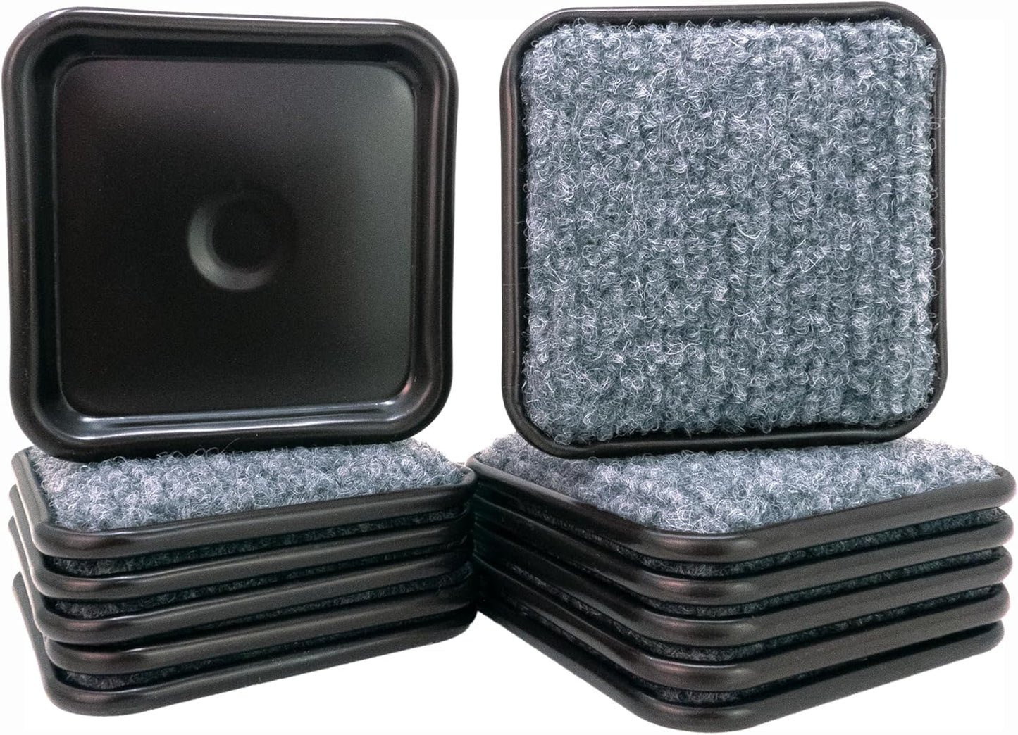 softtouch 1 3/4" Square Carpeted Bottom Furniture Caster Cups, Protect Hardwood Floors, Brown/Grey (12 Pack), 4292495N