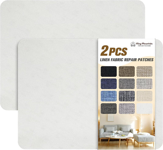 Self-Adhesive Fabric Patches for Sofa and Clothes Repair, 8X11 inch 2 PCS, Multi Color, (8" x 11"-2PCS, White)