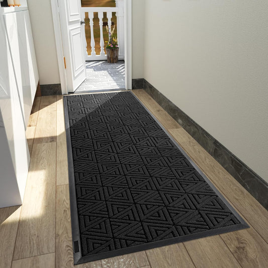 Yimobra Front Door Mat Outside Entrance 72 x 24, Waterproof and Washable Outdoor Mat, Non Slip Rubber Backing, Heavy Duty Welcome Matt for Home Entry Floor Porch Garage Office, Low Profile, Black