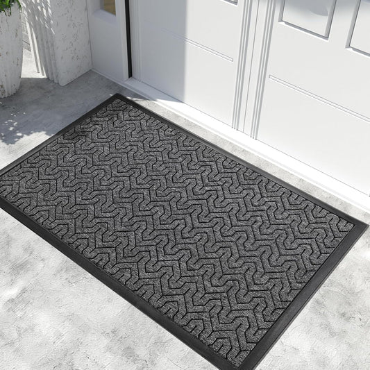 Yimobra Extra Large Door Mat Outside Entrance 60x32, Waterproof Heavy Duty Outdoor Mats for Front Door, Non Slip Rubber Entry Mat for Garage Patio, Easy Clean, Mix Grey