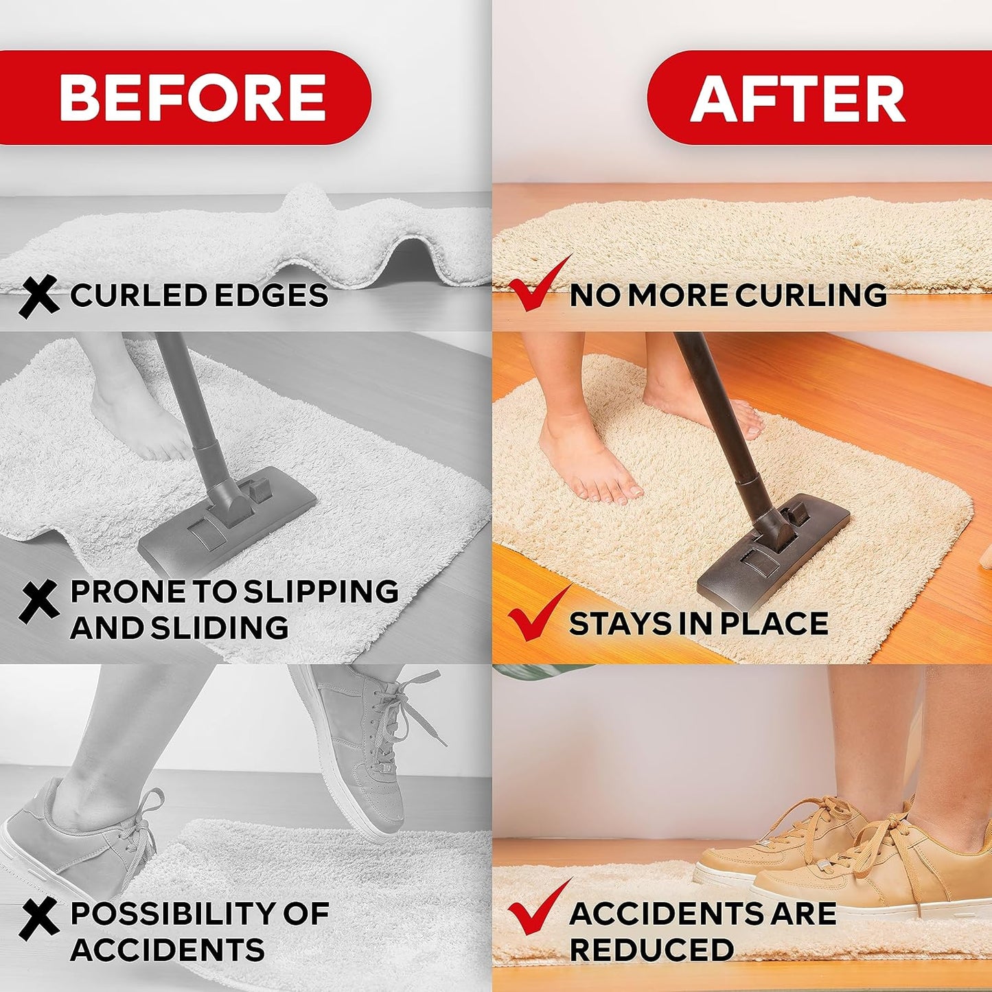 XFasten Double Sided Carpet Tape for Area Rugs, 3 Inch x 20 Yards – Heavy Duty Anti Slip Rug Grip Tape, Works as Rug Gripper, Residue Free, Wood Safe, Easy Removal for Hardwood and Laminate Floor