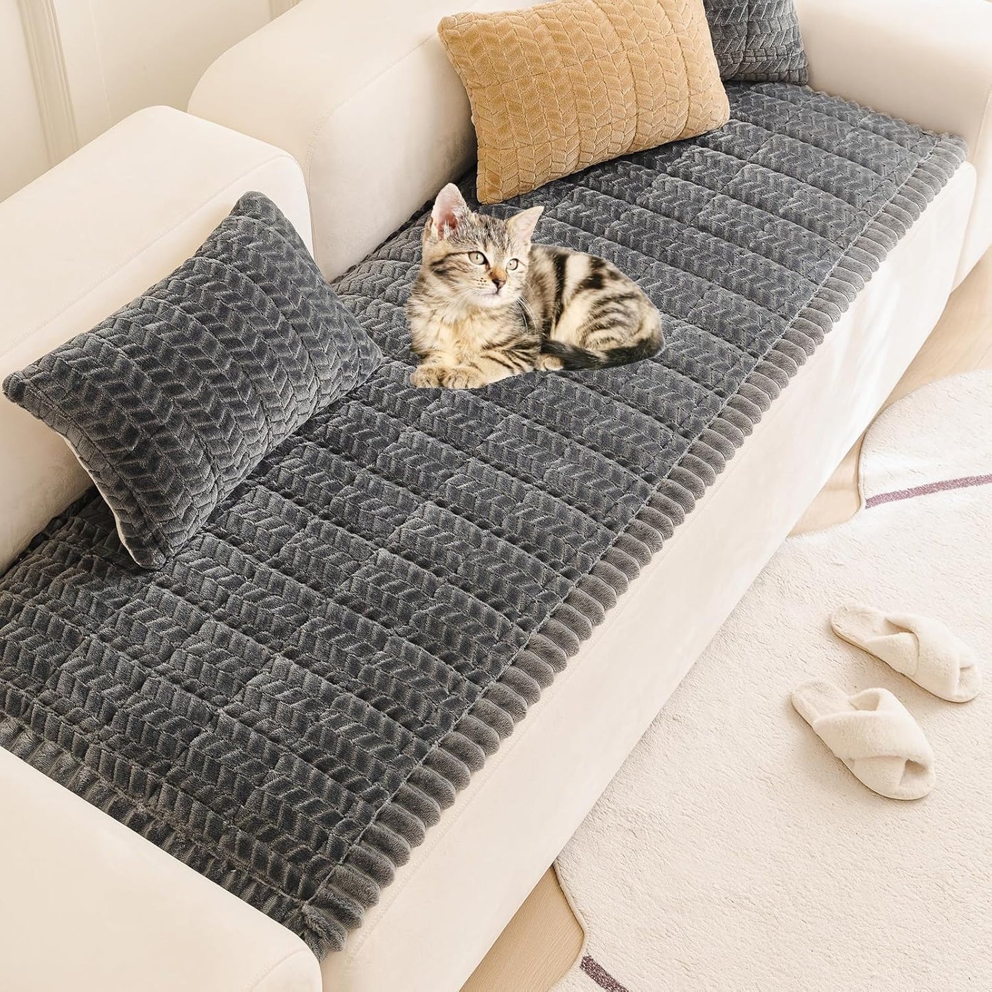 Mivnue Pet Couch Cover Protector Sofa Covers for Pets Washable Non Slip Couches and Sofas Dog Mat (Dark Grey, 27.6" x 59.1")