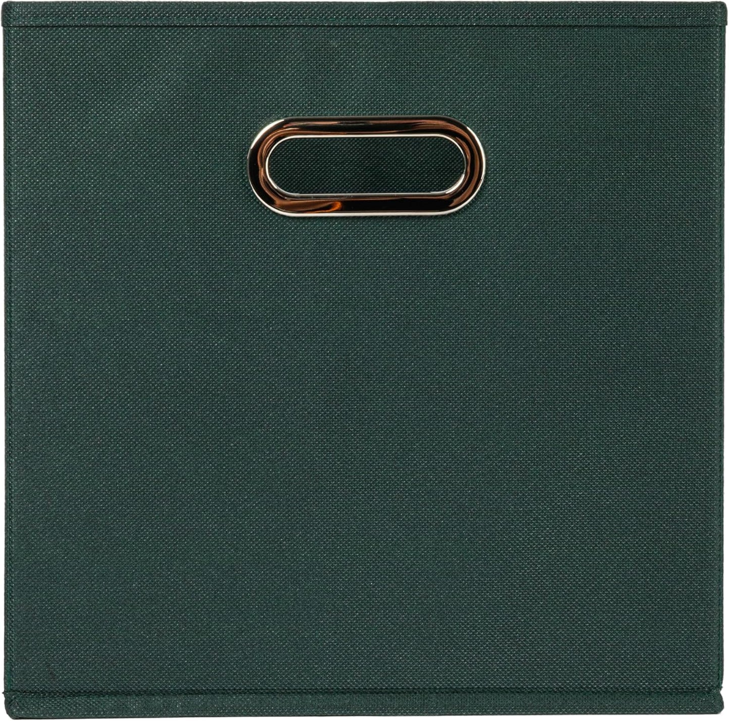 Household Essentials Fabric Storage Cube Bins, 6 Piece Set, Strong Poly-Woven Fabric, Chipboard Sides, Grommet Front Handle, Stackable and Foldable, Classic Design, Dark Green