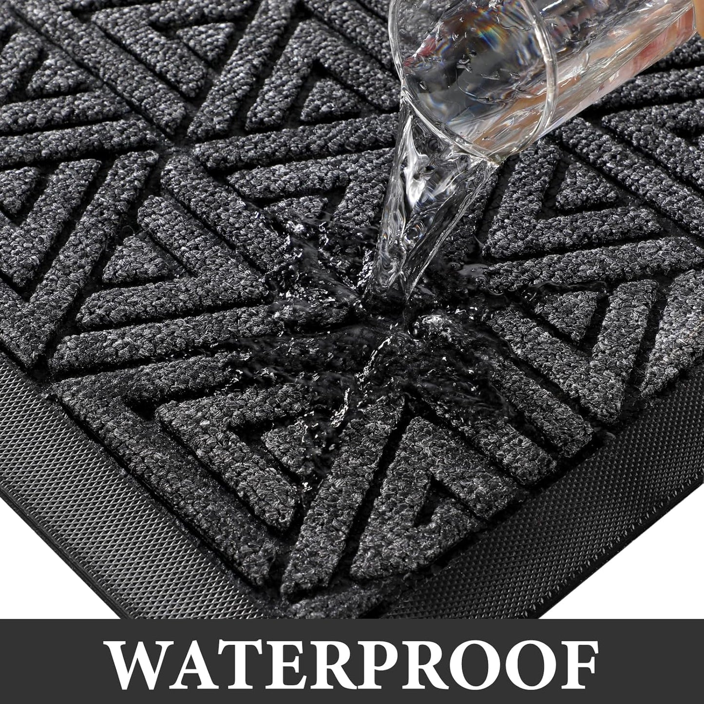 Yimobra Large Door Mat 36x24, All-Weather Waterproof Non-Slip Welcome Matt Outdoor, Heavy Duty Non Slip Doormat for Entryway for Patio and Garage Indoor, Easy Clean, Mix Grey