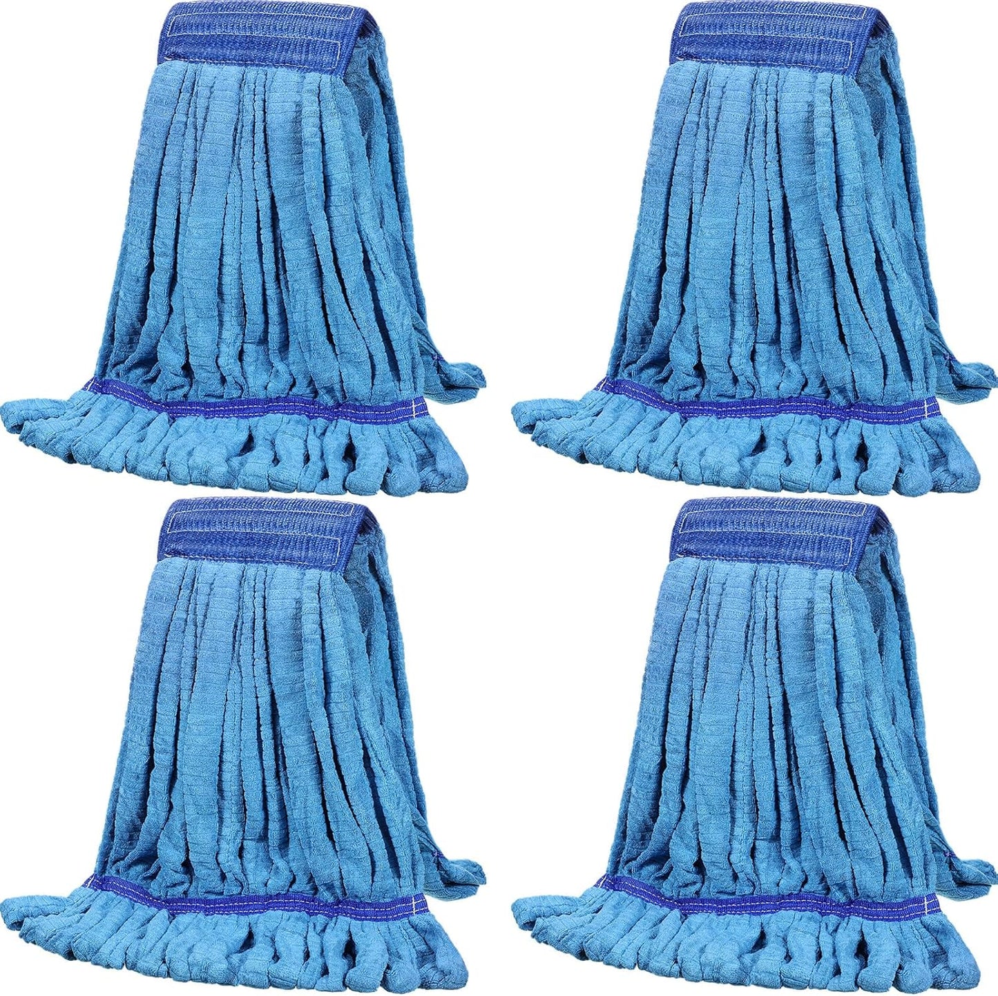 Lallisa 4 Pcs Commercial Mop Head Replacement Tube Microfiber Industrial Looped End Mop Heads Refill for Floor Cleaning for Home Commercial Industrial Use(Medium,Blue)
