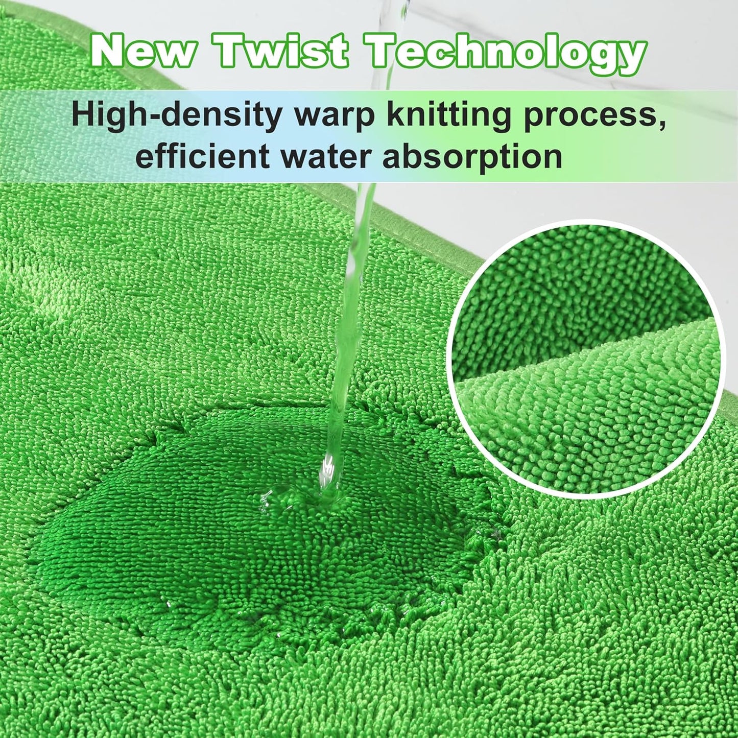 JOYMOOP Microfiber Towels for Cars, 63" x 29.5" Car Drying Towel, Green Reusable Car Towel, Quick Drying Car Microfiber Cleaning Cloth for RVs, SUVs, Trucks