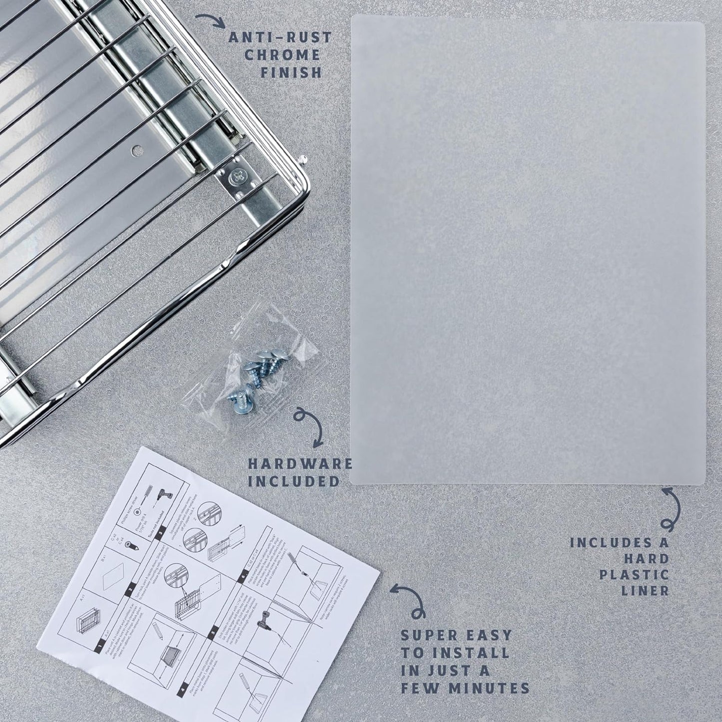 Pull Out Cabinet Organizer for Spices, Cans - Heavy Duty with Lifetime Limited Warranty- Pull Out Spice Rack- Cabinet Pull Out Shelf for Cans,Dishes, Etc, 8-3/8"W x 10-3/8"D x 2-1/8H, Chrome