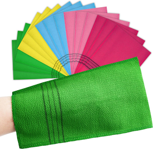 15 Pcs Korean Exfoliating Mitt, 9*5.5 in Gentle Exfoliating Korean Scrub Mitt, Large Korean Washcloth Exfoliating, Colorful Korean Body Scrubber for Cleaning Skin, Reducing Dirt and Grease (5 Colors)