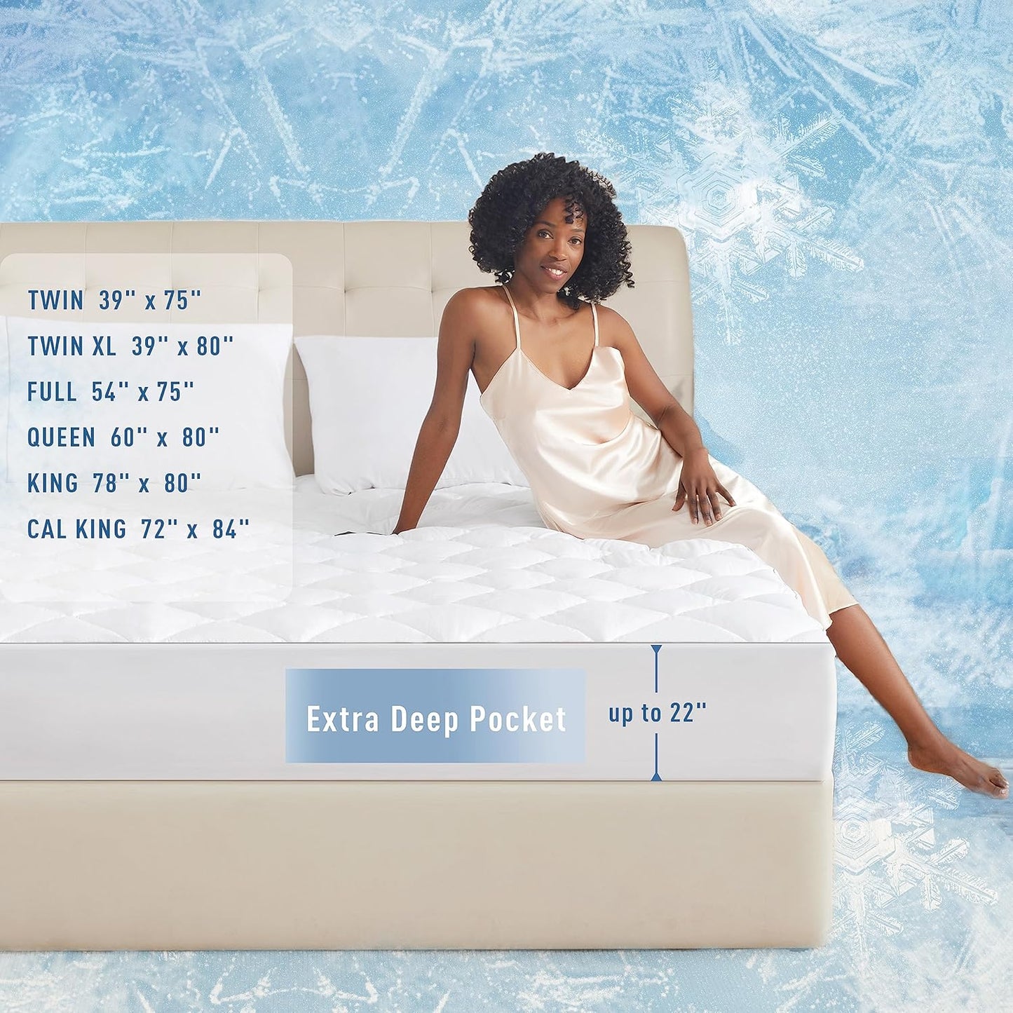Sunflower Cooling Quilted Twin Mattress Protector, Mattress Pad Twin Chill Soft, College Dorm Mattress Cover, 18-22" Extra Deep Pocket Thin Version, Machine Washable Durable