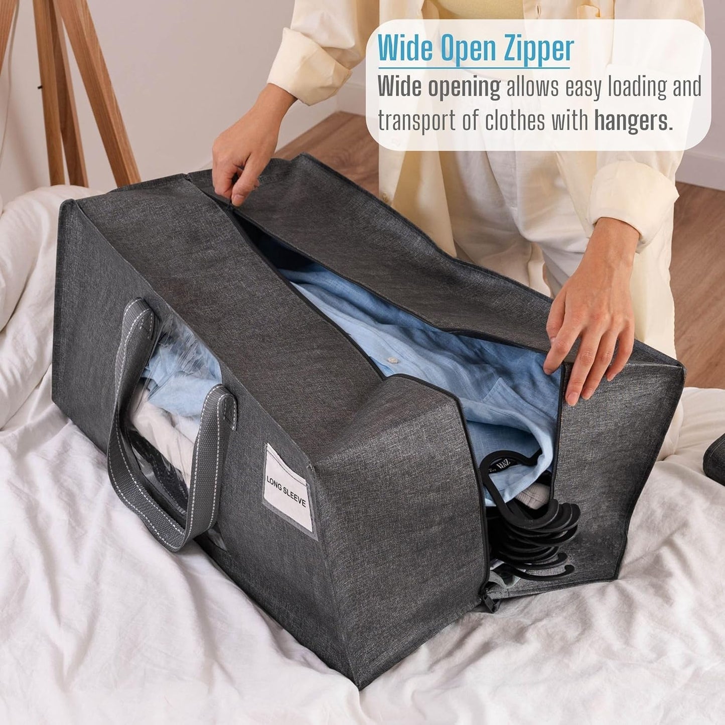 VENO 8 Pack Moving Bags Extra Large Storage Bags for College Move-In, Heavy-Duty Storage Totes, Packing Boxes, and Wardrobe Moving Supplies - Durable Laundry Bags for Clothes (Gray w/Window, 8 Pack)