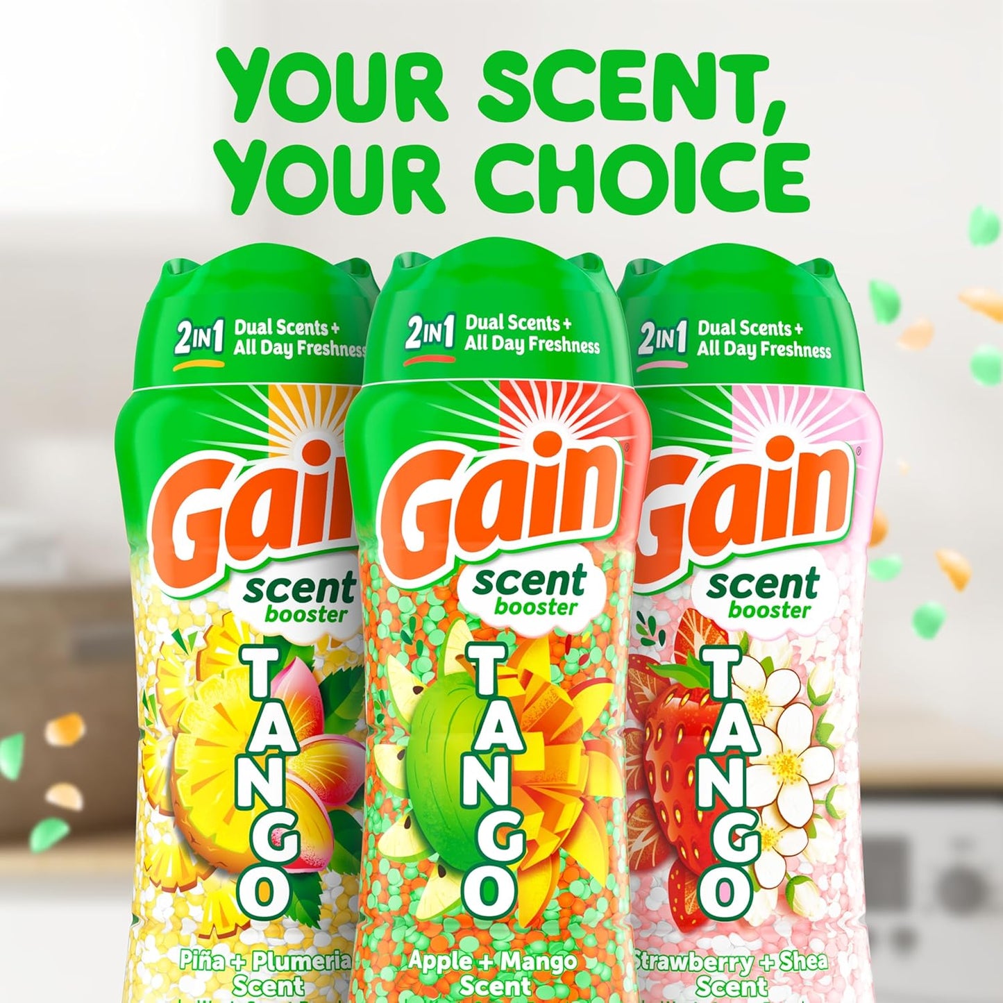 Gain Tango 2-in-1 Laundry Scent Booster Beads, Apple and Mango Scent, 10.7 OZ, Laundry Beads with Dual Scents Plus All Day Freshness