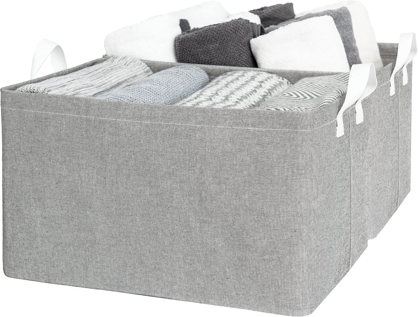 StorageWorks 45L Large Storage Bins for Closet and Shelves, Fabric Organizer Baskets with Handles for Clothes, Towels, Collapsible Storage Basket, Gray, 2-Pack