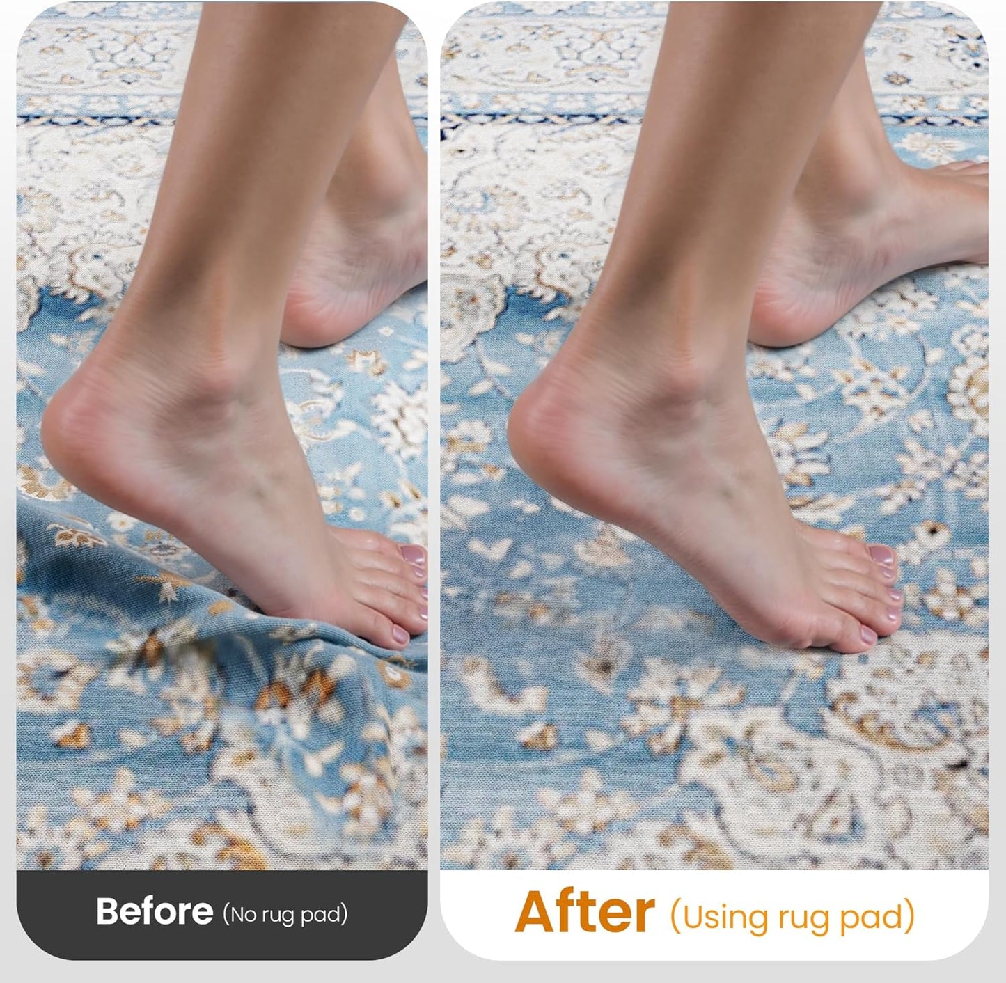 Non-Slip Rug Pad Gripper 2.5x14 Feet, Anti Skid Mat for Under Area Rugs, Keeps Rugs in Position and Safe, Thick Cushioned Carpet Pad for Hardwood Floors Protection