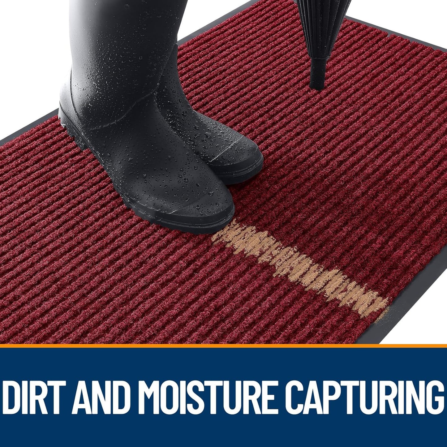 OLANLY Front Door Mat Indoor Outdoor Entrance, Waterproof Heavy Duty Doormat, Fade Resistant, Low Profile, Easy Clean Patio Porch Welcome Floor Mats for Entry, 71x24, Wine Red