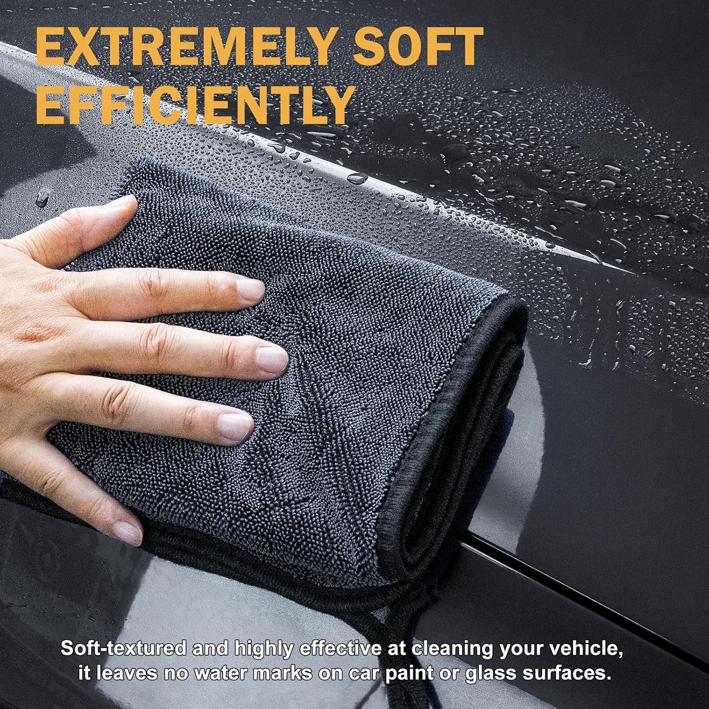 2-Pack Medium Size (23.6" x 15.7") Microfiber Towels, 600GSM Ultra Absorbent Car Drying Towels — Scratch-Free, Streak-Free, Lint-Free, Perfect for Cars, Shower Cabins, and Household Use