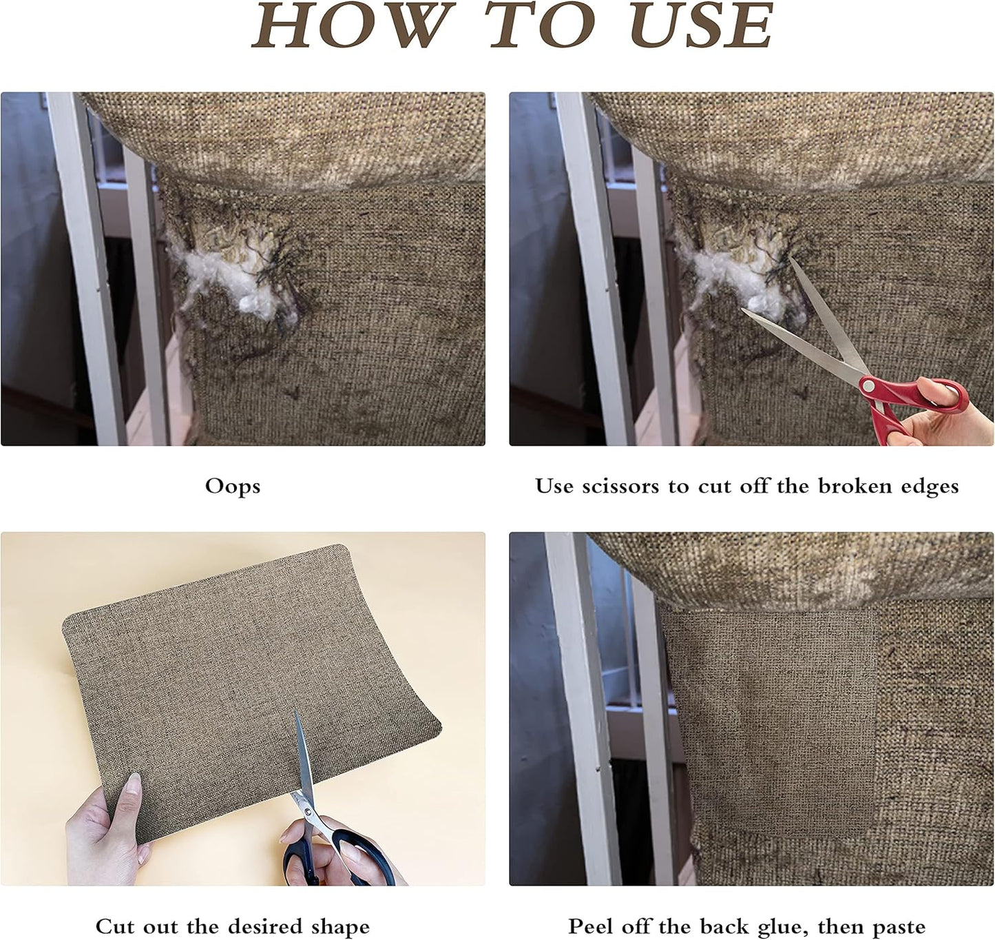 KING MOUNTAIN Fine Linen Repair Patches, Self-Adhesive Linen Fabric Patches, 8X11 inch Extra Size, Multi Color, Can be Used for Linen Sofa Repair and Linen Clothes Repair(8" x 11"-2PCS,Charcoal Gray)