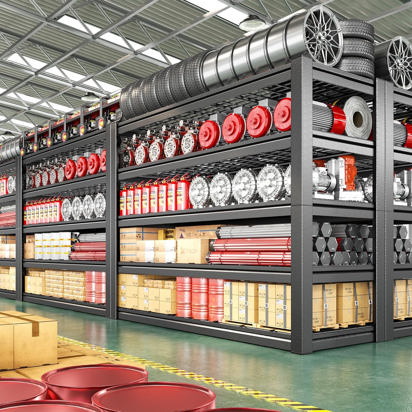 48" W Metal Shelving 5 Tier Garage Shelving 3000LBS Storage Shelves Adjustable Garage Shelves Industrial Metal Shelf for Basement Warehouse Shop Supermarket 48" W x 24.1" D x 72" H