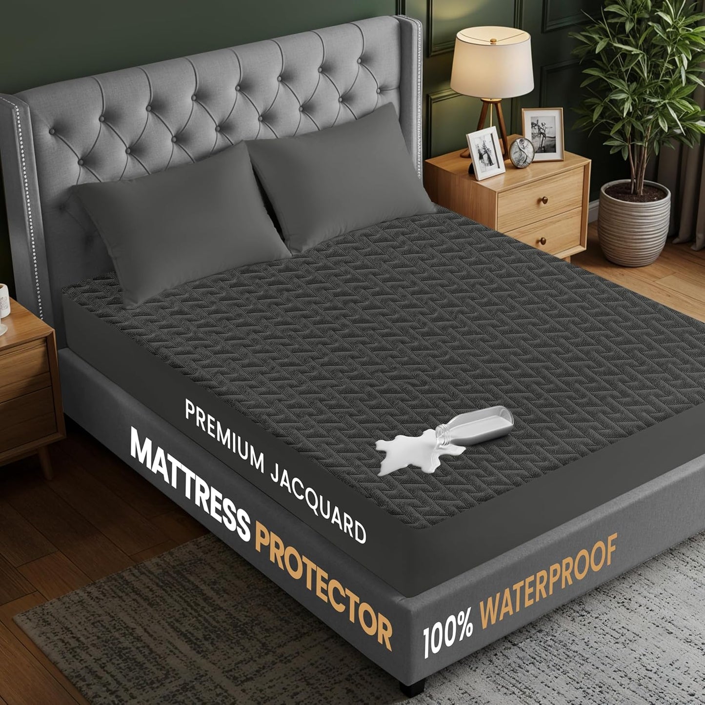 Utopia Bedding Waterproof Mattress Protector California King Size (Gray), Premium 3D Air Soft Fabric Mattress Cover, Fits 17 Inches Deep, Breathable, Fitted Style with Stretchable Pockets