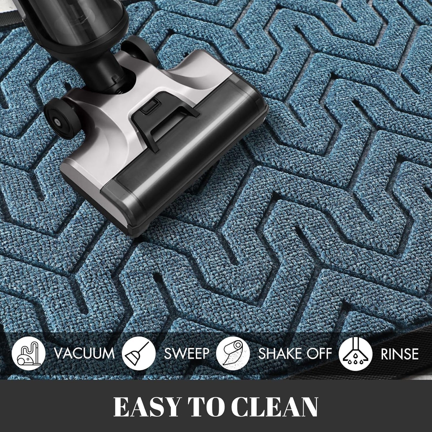 Yimobra Extra Large Door Mat Outside Entrance 60x32, Waterproof Heavy Duty Outdoor Mats for Front Door, Non Slip Rubber Entry Mat for Garage Patio, Easy Clean, Mix Blue