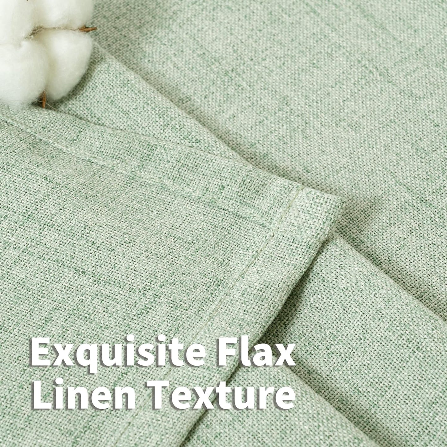 YoungsTex Sage Green Linen Curtains 78 Inches Long for Living Room, Semi Sheer Window Drapes Light Filtering with Rod Pocket Back Tab for Office Bedroom, 2 Panels, 52 X 78 Inch