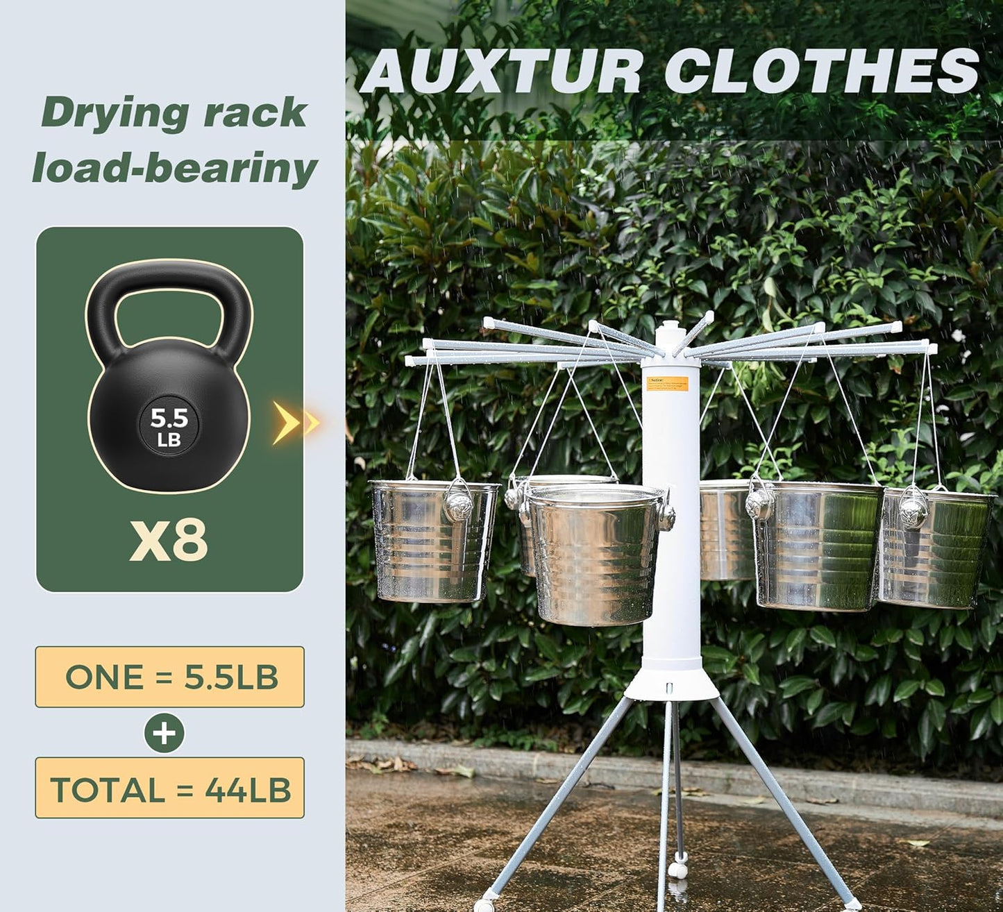 4-Legged Foldable Clothes Drying Rack with Wheels, Heavy-Duty Laundry Rack for Indoor Outdoor Use, Space-Saving Portable Design & Pulley System