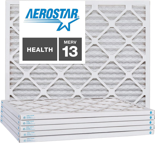 Aerostar 16x18x1 MERV 13, Pleated Air Filter, 16x18x1, Box of 6, Made in the USA