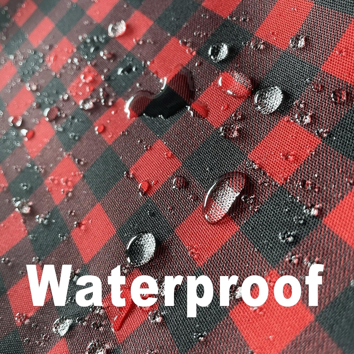 Red Waterproof Plaid Christmas Tablecloth Fabric - Square 58x58 Inch Classic Gingham Checker Holiday Table Cloth for Indoor Use - Xmas Table Cover for Picnics, BBQs, and Parties