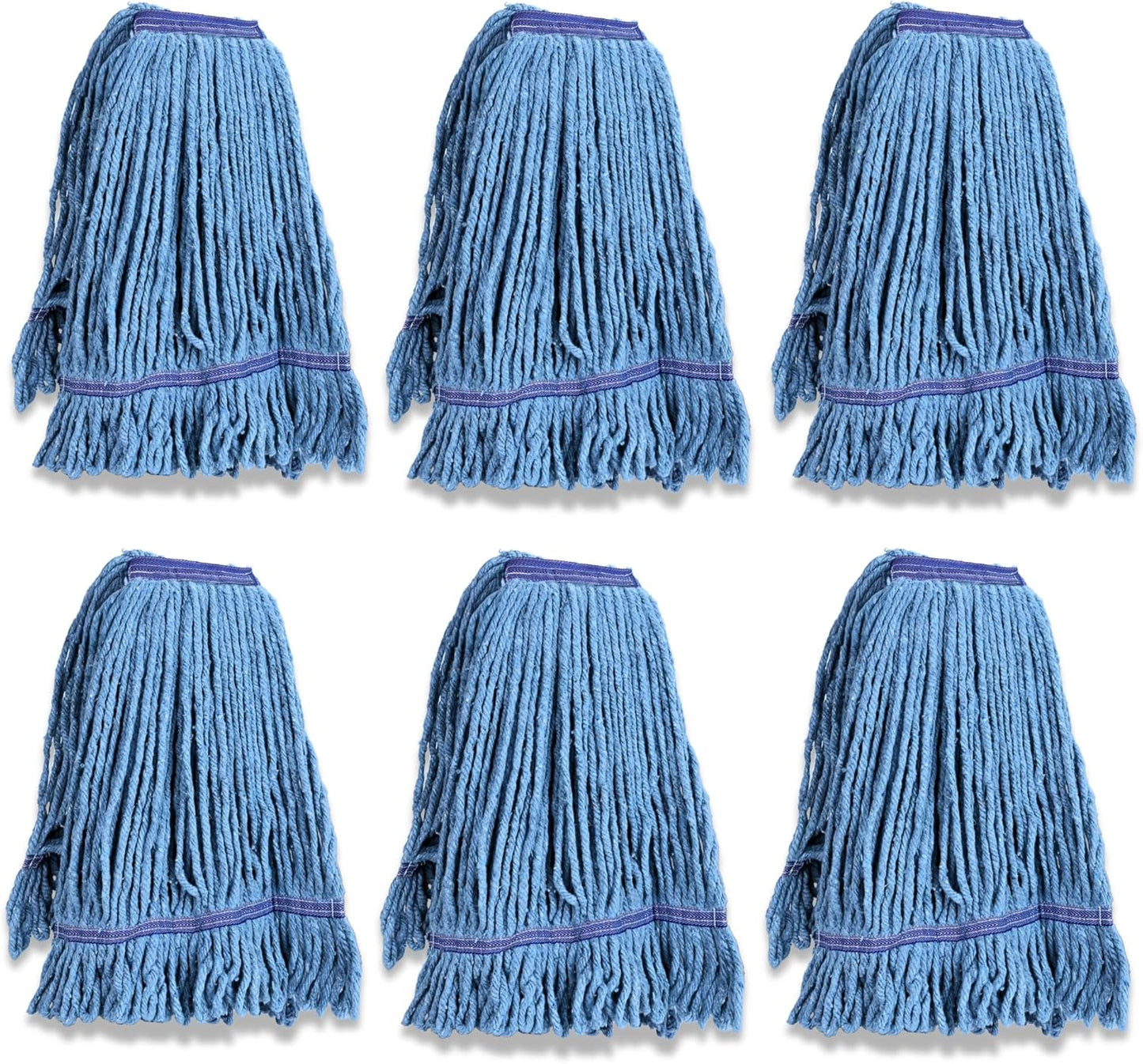 6 Packs Commercial Mop Head Replacement, Mop Heads Replacements – Heavy Duty Commercial Floor Cleaning – Super Absorbent Cotton, Durable & Washable – Ideal for Cleaning Service Companies & Homeowners