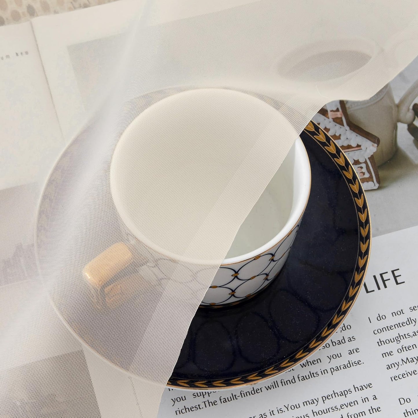 Chyhomenyc Cream Sheer Curtains 63 Inches Long 2 Panels Set- Light Filtering Curtains for Bedroom, Soft Airy Voile Rod Pocket Living Room Window Drapes, 42Wx63L Inches, 2 PCS