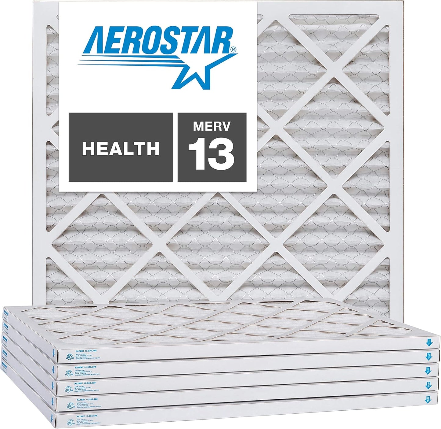 Aerostar 22x22x1 MERV 13, Pleated Air Filter, 22x22x1, Box of 6, Made in the USA