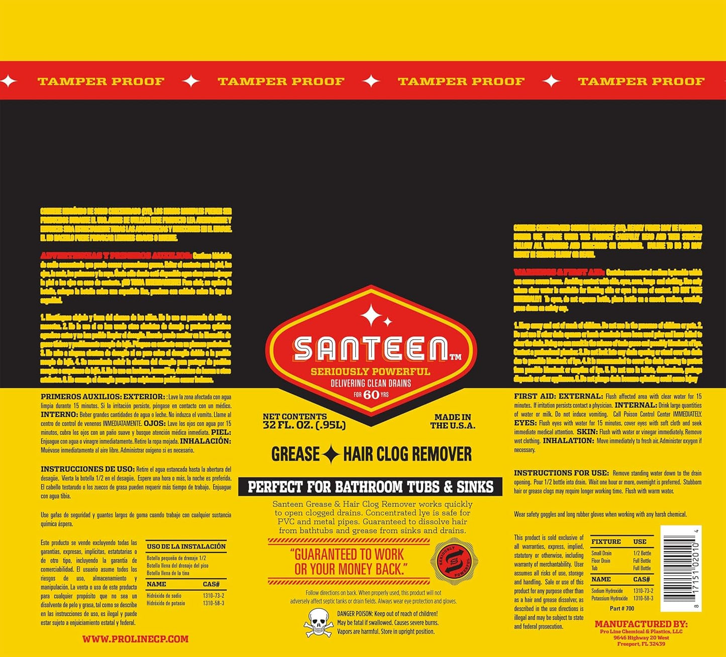 Santeen - 700-6 Grease Hair Drain Opener Quart 32oz