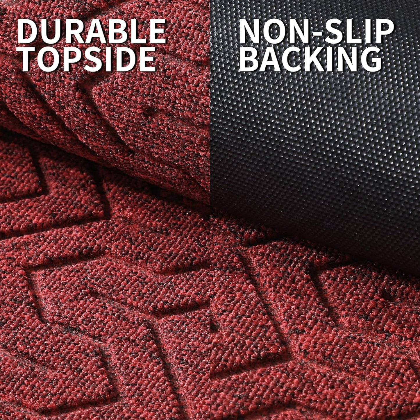 Yimobra Large Door Mat Outside Entrance 47x32, Waterproof Heavy Duty Outdoor Mats for Front Door, Non Slip Rubber Entry Mat for Garage Patio, Easy Clean, Black Red