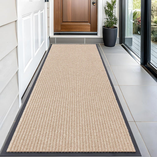 OLANLY Front Door Mat Indoor Outdoor Entrance, Waterproof Heavy Duty Doormat, Fade Resistant, Low Profile, Easy Clean Patio Porch Welcome Floor Mats for Entry, 59x23, Beige
