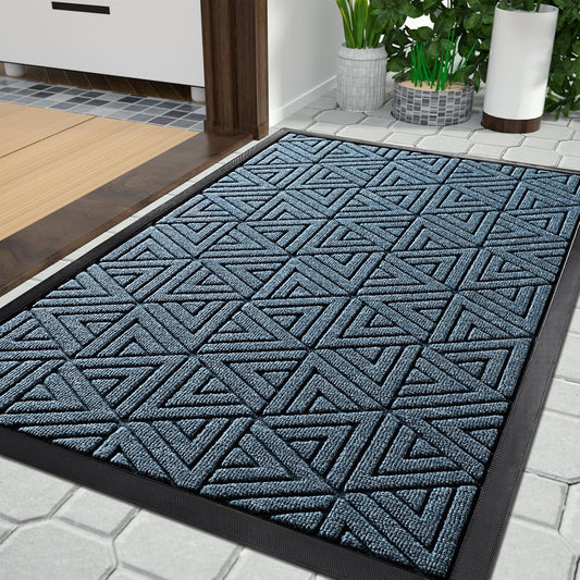 Yimobra Large Door Mat 36x24, All-Weather Waterproof Non-Slip Welcome Matt Outdoor, Heavy Duty Non Slip Doormat for Entryway for Patio and Garage Indoor, Easy Clean, Mix Blue