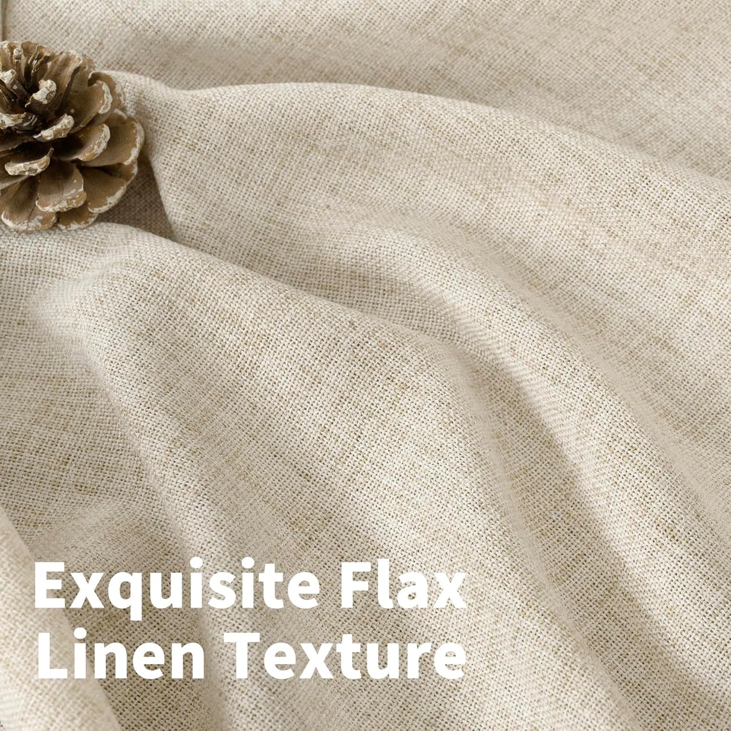YoungsTex Boho Linen Curtains 63 Inch Length 2 Panels for Living Room - Cream Semi Sheer Window Drapes Light Filtering with Back Tab Rod Pocket Rustic for Country Bedroom, 52 X 63 Inch