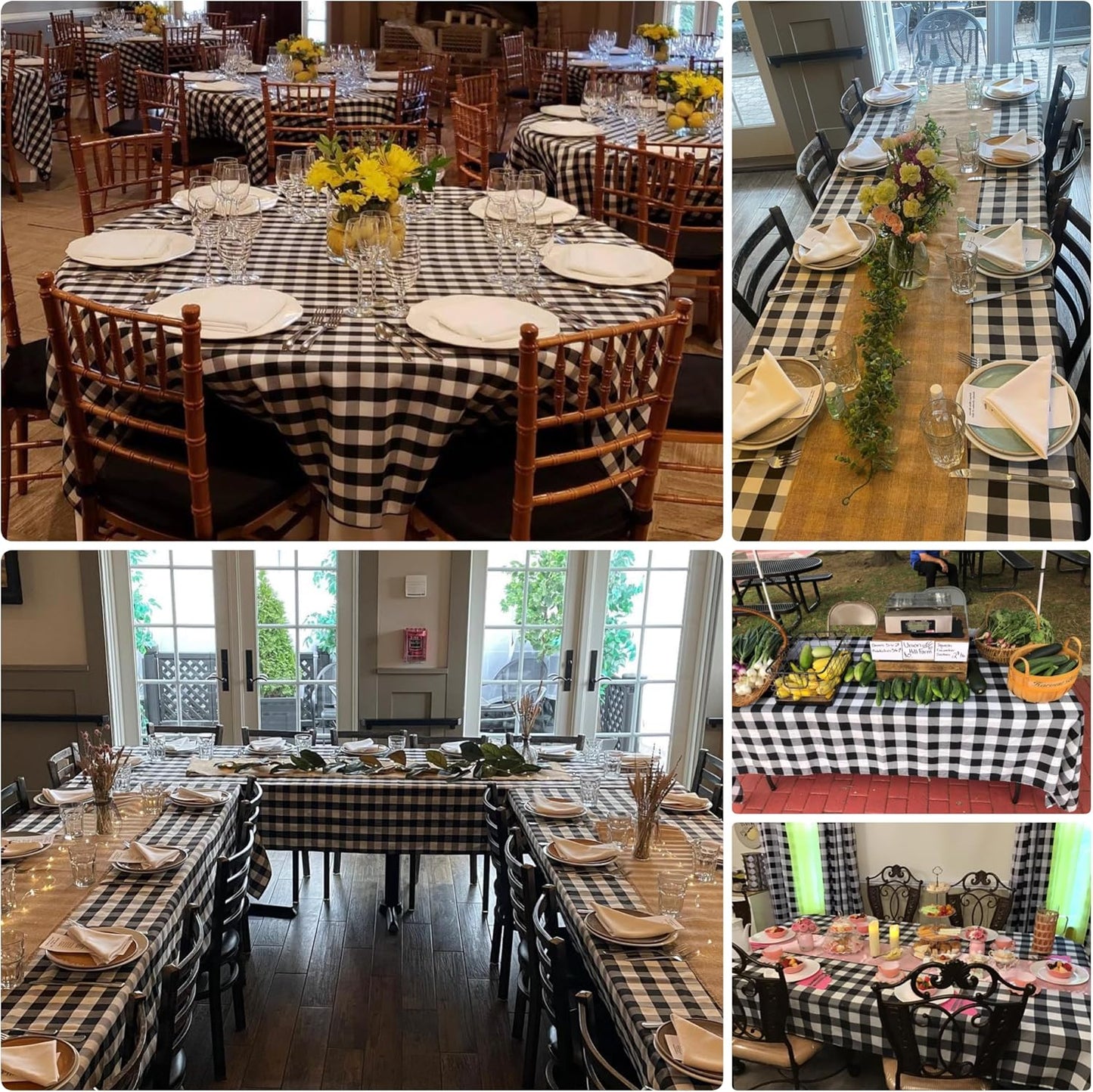 Waterproof Plaid Tablecloth Fabric - Square 25x25 Inch Classic Gingham Checker Buffalo Table Cover for BBQs, Parties