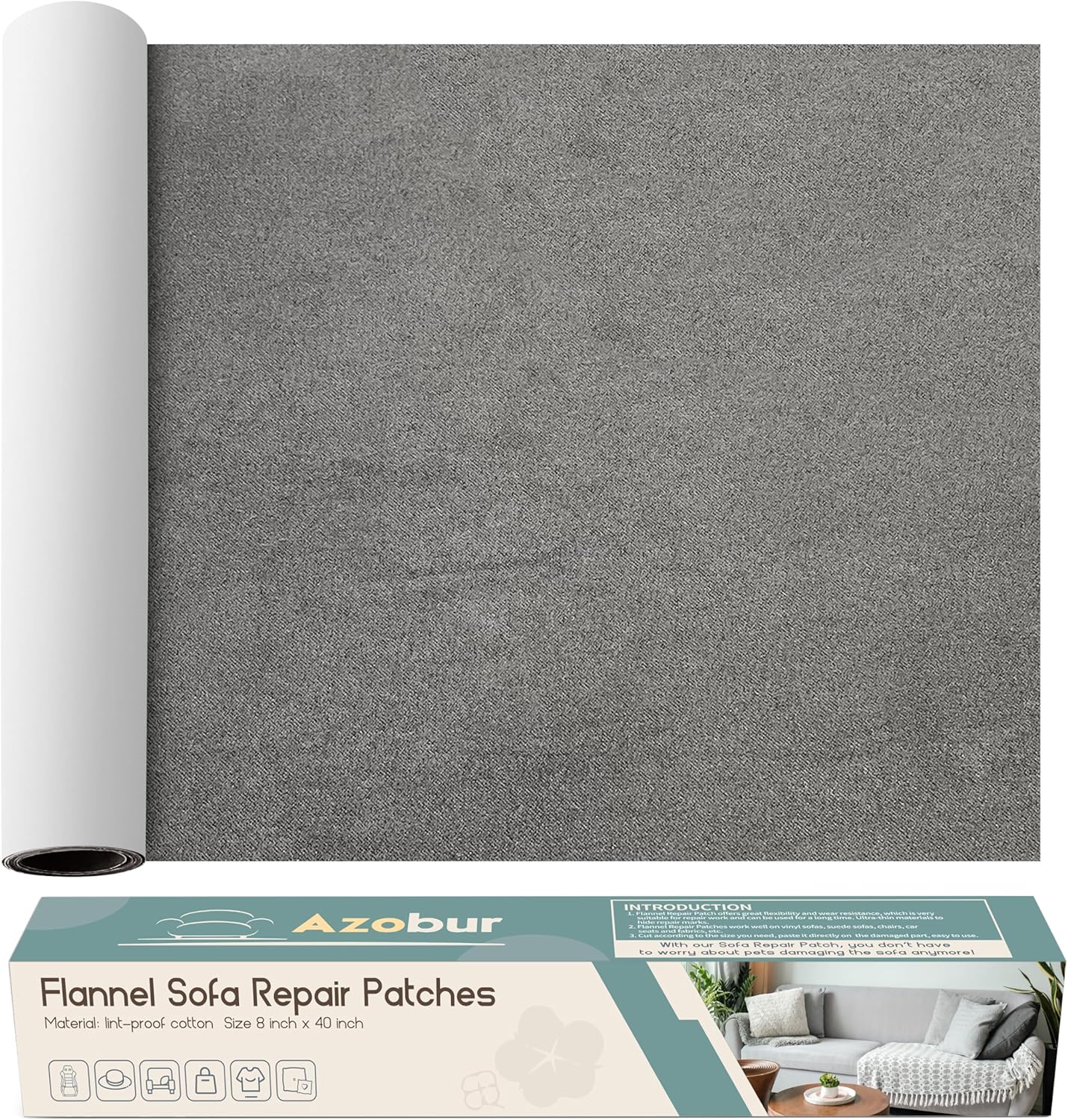Azobur Sofa Fabric Repair Patch, Oversized Microfiber Patch，Self Adhesive Fabric Sofa Patch Repair Fabric,Super Cost-Effective Combination (Gray)