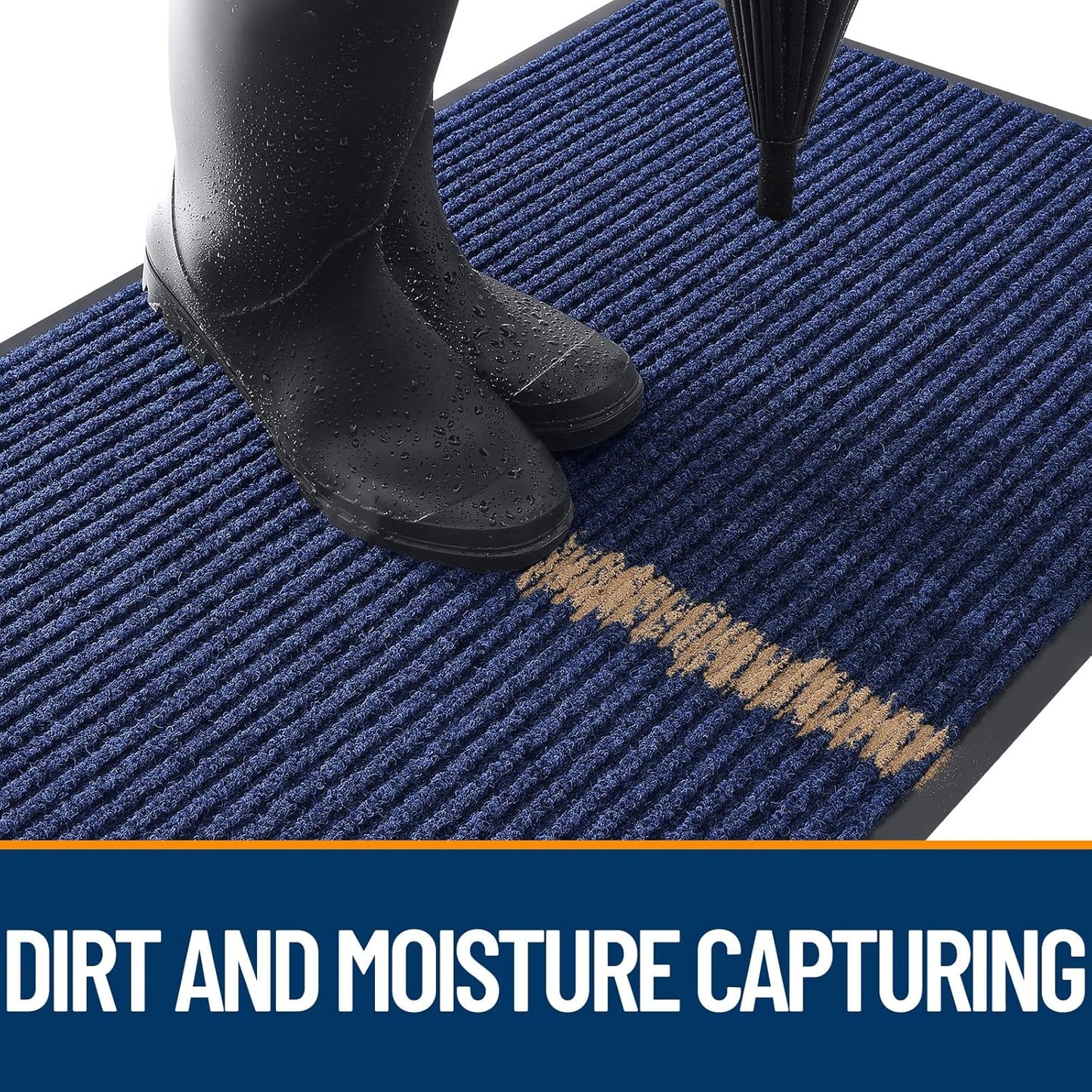 OLANLY Front Door Mat Indoor Outdoor Entrance, Waterproof Heavy Duty Doormat, Fade Resistant, Low Profile, Easy Clean Patio Porch Welcome Floor Mats for Entry, 47x32, Blue