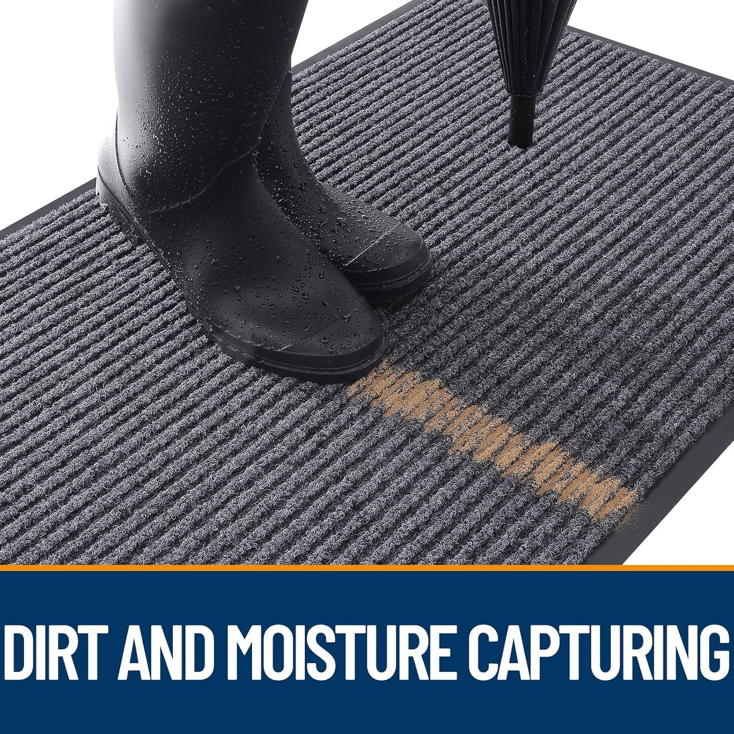 OLANLY Front Door Mat Indoor Outdoor Entrance, Waterproof Heavy Duty Doormat, Fade Resistant, Low Profile, Easy Clean Patio Porch Welcome Floor Mats for Entry, 47x24, Grey