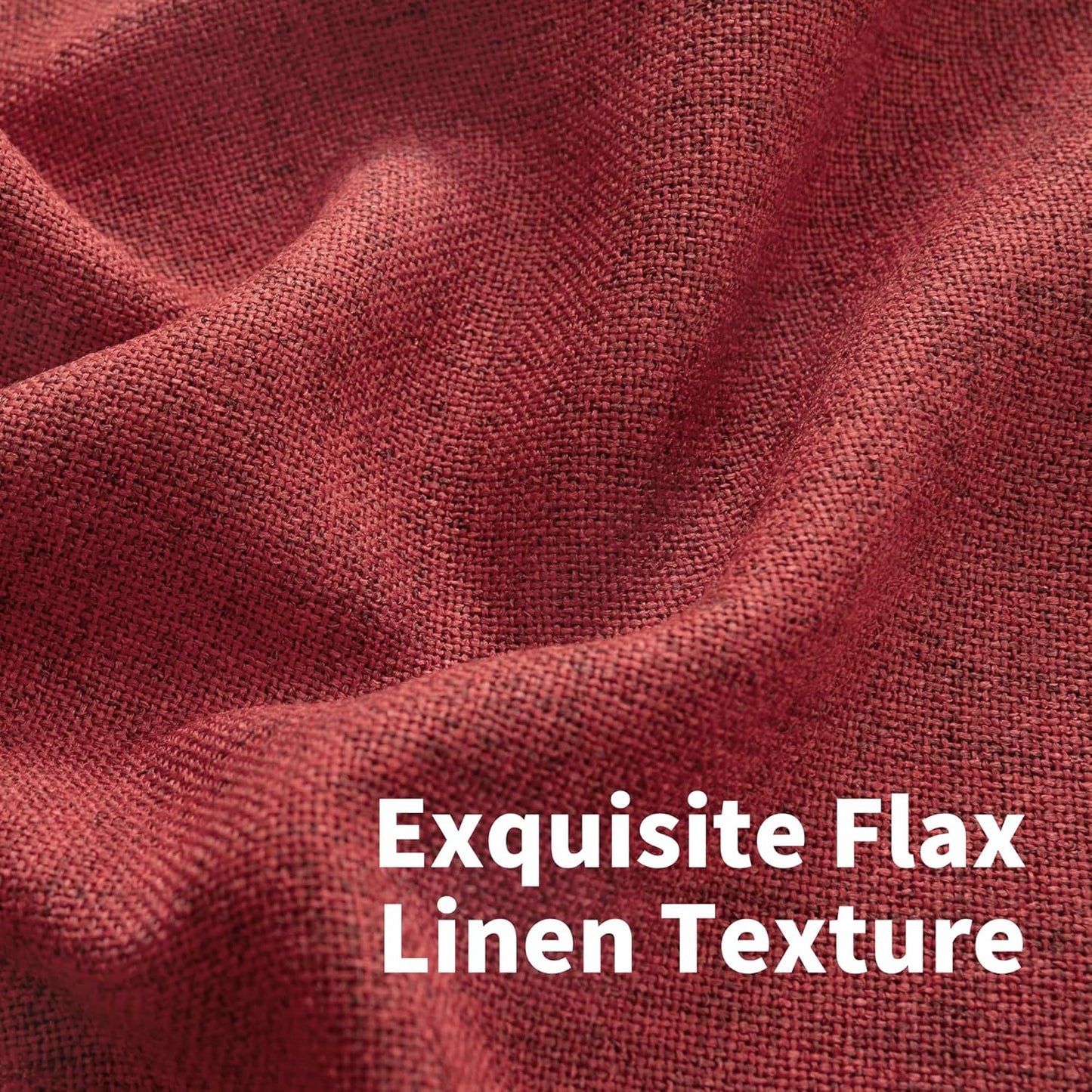 YoungsTex Red Linen Curtains 45 Inch Length for Kitchen, Short Window Drapes with Rod Pocket Back Tab Light Filtering Christmas Decor for Bathroom Cafe, 2 Panels, 42 X 36 Inch